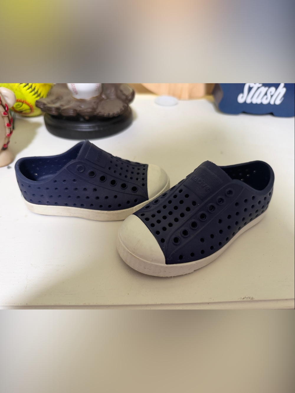 Native Kids Navy Blue Slip-On Water Shoes with White Toe